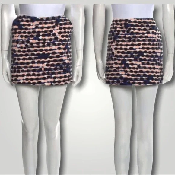 DIANE VON FURSTENBERG POLKA DOT PRINT MINI SKIRT BLACK PINK - 6 - Picture 2 of 2